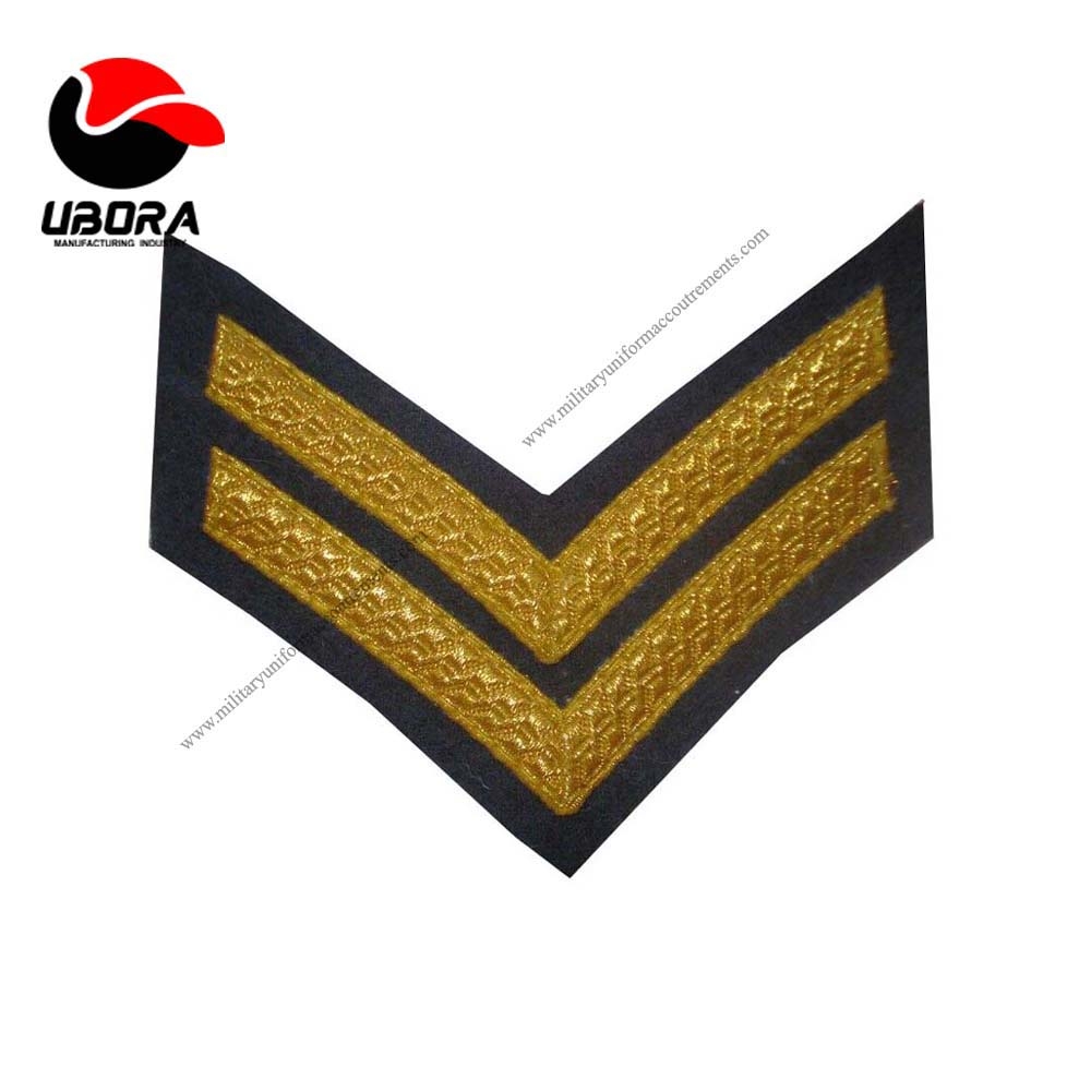 Grade RAF Corporal Chevron Rank Mess Dress 2 bar Badge Tapes Gold RAF Blue